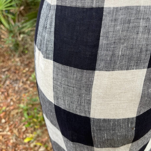 80s/90s Buffalo Monochrome Plaid Linen Wrap Maxi Skirt - Picture 3 of 11